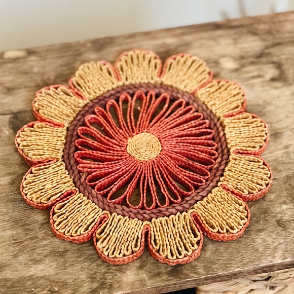 Flower Wicker Wall Hanging - Picture 1 of 5